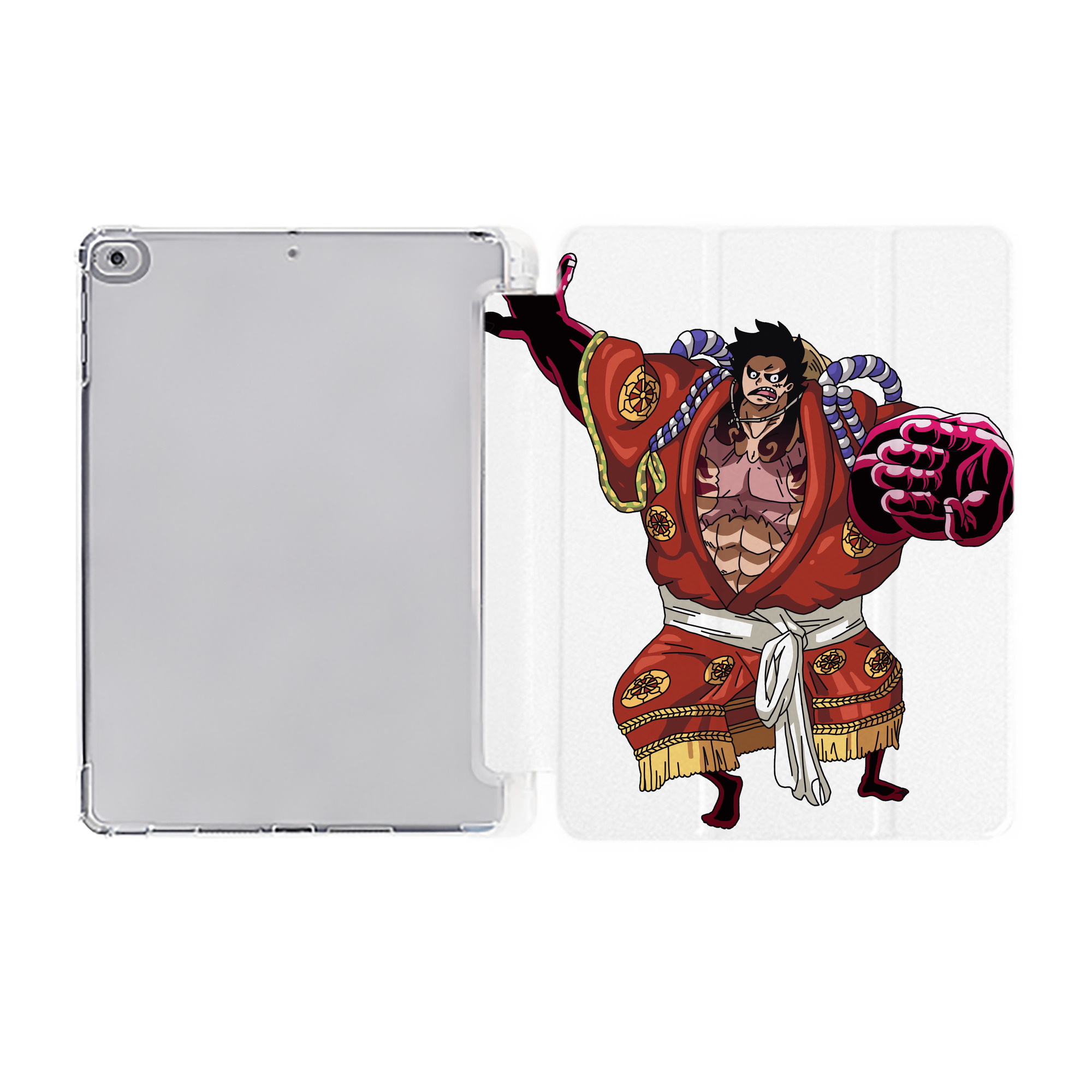 （画像用） ワンピース モンキー・D・ルフィ ONE PIECE Monkey D. Luffy IPad ケース ペン収納付き 三つ折りスタンド PUレザー×シリコン 対応機種9.5/10.5/10.9インチ